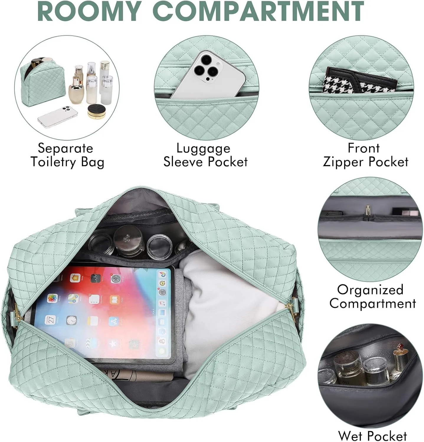 Travel Duffle Bag Weekender for Women - Carry-On Overnight Bag Personal Item Bag with Shoe Compartment & Wet Pocket Large Weekend Tote Bags with Toiletry Bag Hospital Bags for Labor and Delivery