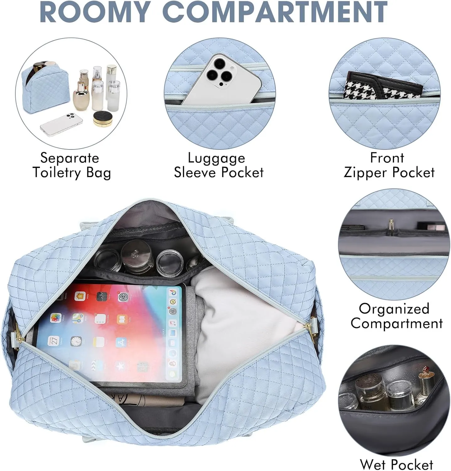 Travel Duffle Bag Weekender for Women - Carry-On Overnight Bag Personal Item Bag with Shoe Compartment & Wet Pocket Large Weekend Tote Bags with Toiletry Bag Hospital Bags for Labor and Delivery