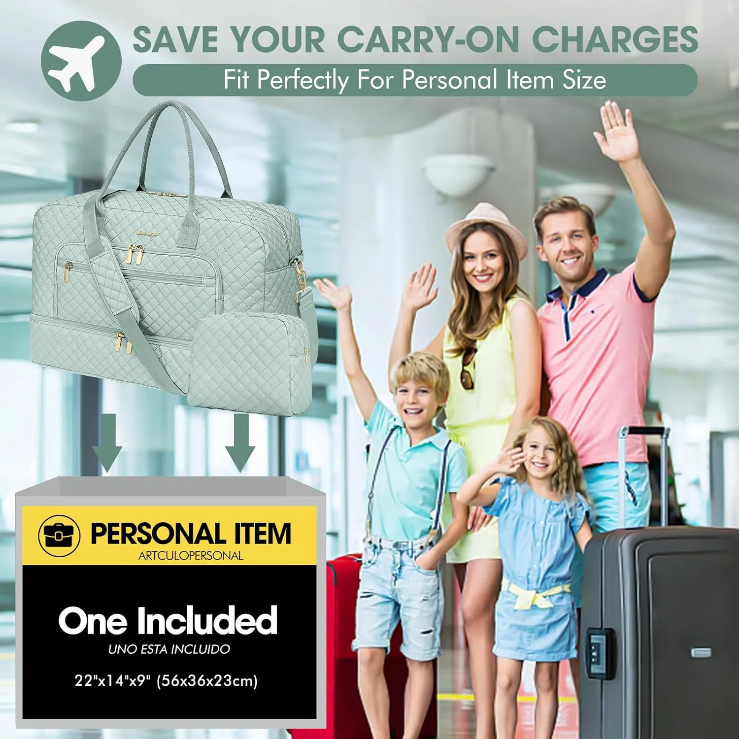 Travel Duffle Bag Weekender for Women - Carry-On Overnight Bag Personal Item Bag with Shoe Compartment & Wet Pocket Large Weekend Tote Bags with Toiletry Bag Hospital Bags for Labor and Delivery