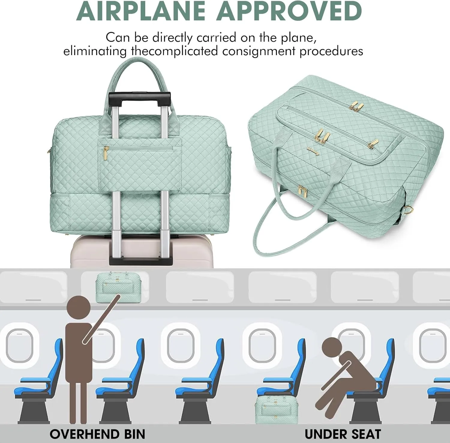 Travel Duffle Bag Weekender for Women - Carry-On Overnight Bag Personal Item Bag with Shoe Compartment & Wet Pocket Large Weekend Tote Bags with Toiletry Bag Hospital Bags for Labor and Delivery