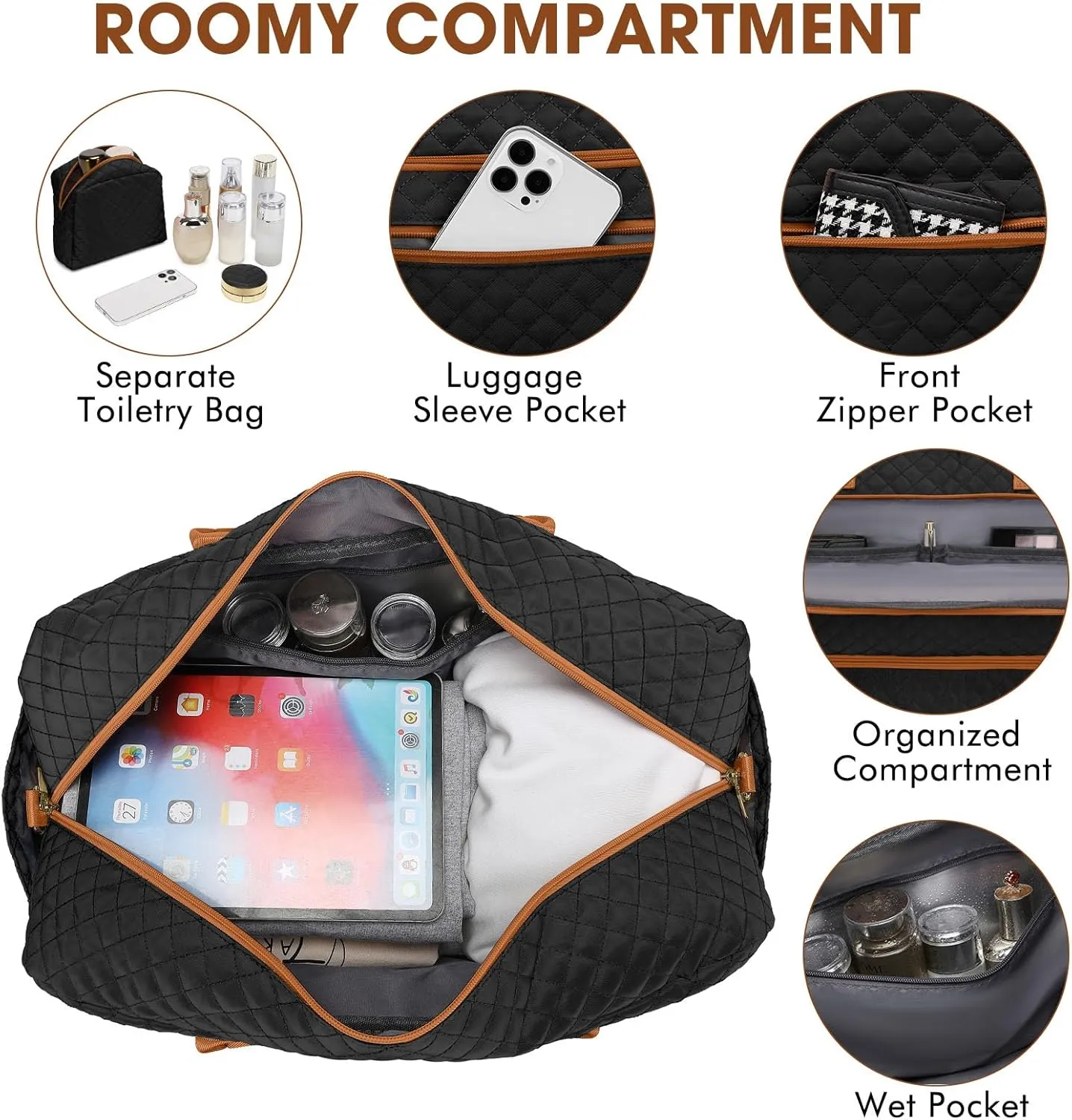 Travel Duffle Bag Weekender for Women - Carry-On Overnight Bag Personal Item Bag with Shoe Compartment & Wet Pocket Large Weekend Tote Bags with Toiletry Bag Hospital Bags for Labor and Delivery