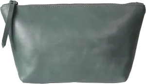 Travel Makeup Bag – 16 x 11 x 20cm Genuine Leather Makeup Bag Travel Essentials – Metallic Zipper Closure Make Up Pouch – Elegant and Stylish – Large Capacity Cosmetic Pouch – Green