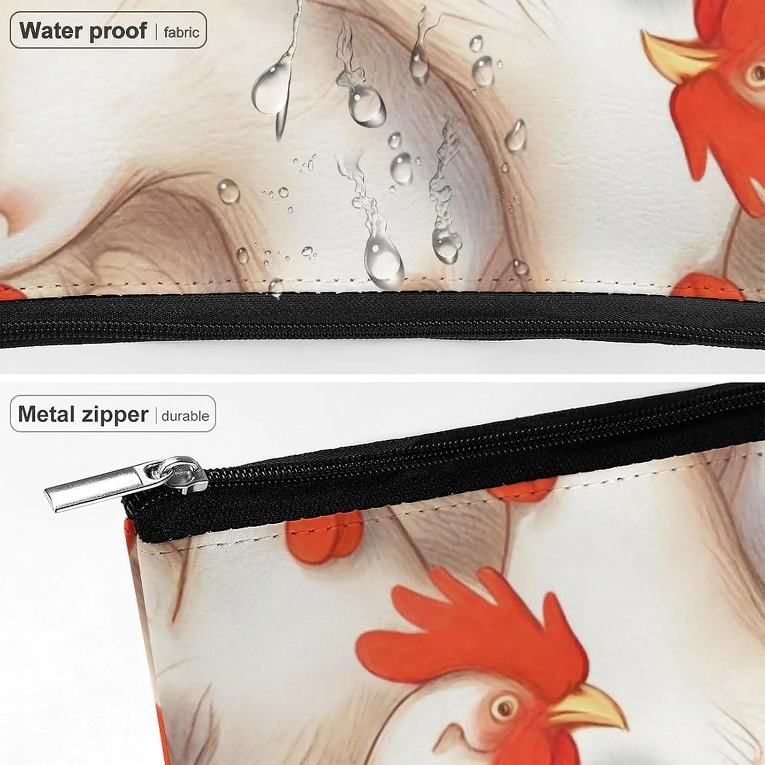 Travel Toiletry Bag Compatible with Cute Chickens Pattern PU Leather Cosmetic Case with Zipper for Women
