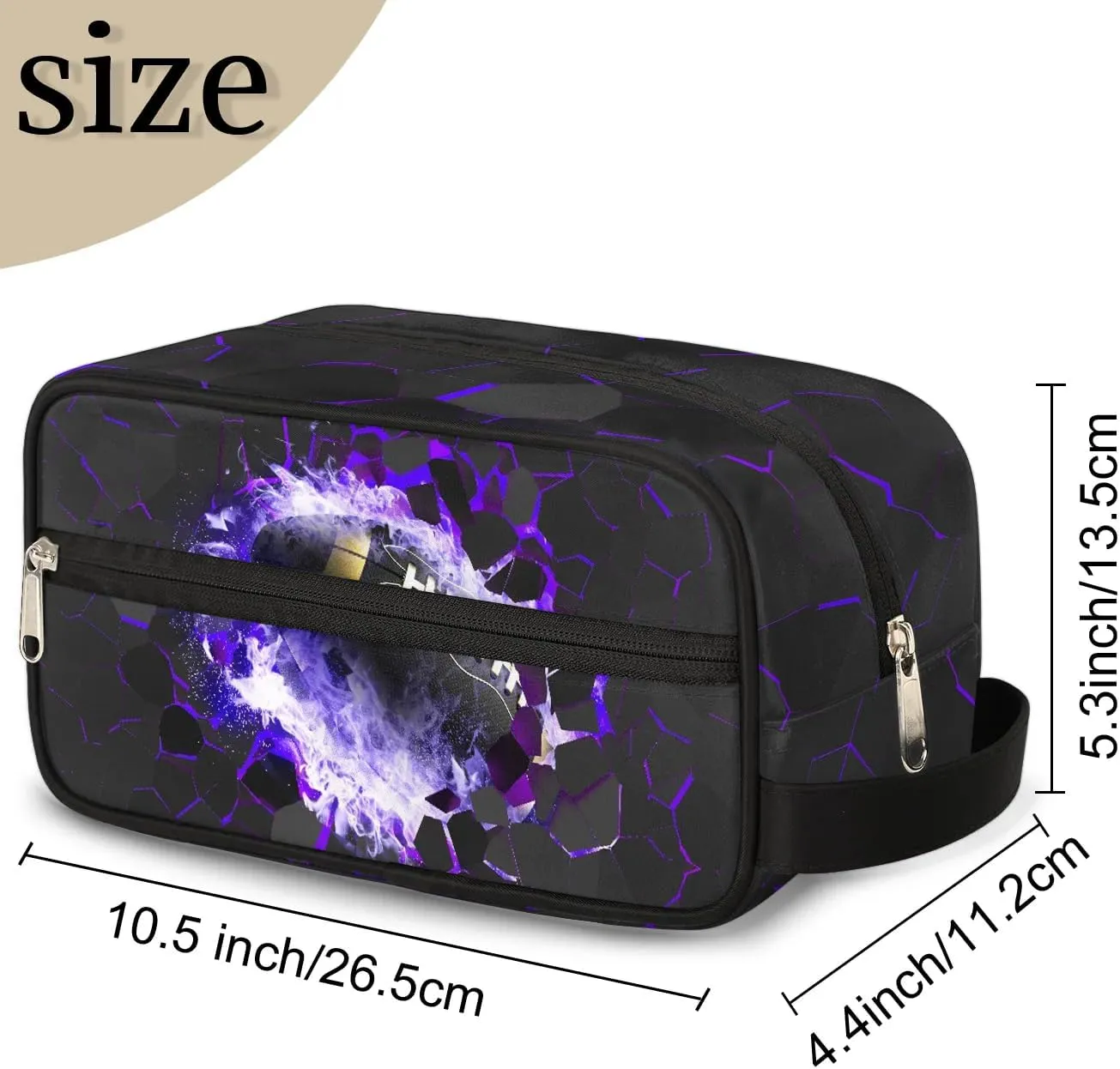 Travel Toiletry Bag for Boys Kids, Waterproof Hanging Dopp Kit for Teens Men, Purple Football Cool Switch Carrying Case Compatible with Nintendo Switch and New Switch OLED Console