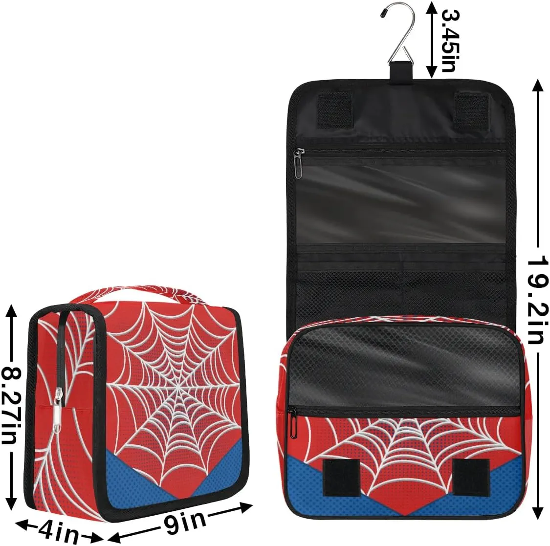 Travel Toiletry Bag for Boys Men, Red Spider Web Large Hanging Shaving Dopp Kit Waterproof Bathroom Toiletries Organizer Cosmetic Bags