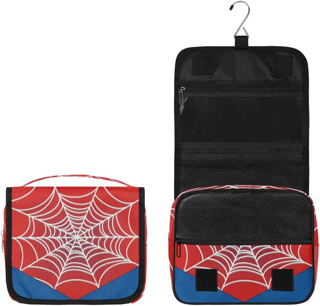 Travel Toiletry Bag for Boys Men, Red Spider Web Large Hanging Shaving Dopp Kit Waterproof Bathroom Toiletries Organizer Cosmetic Bags