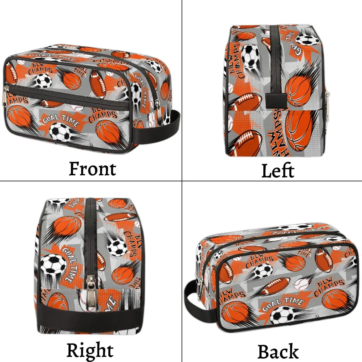 Travel Toiletry Bag for Boys, Waterproof Hanging Dopp Kit for Men, Shaving Bag with Large Capacity for Travel,Sports Shower (Soccer Basketball)