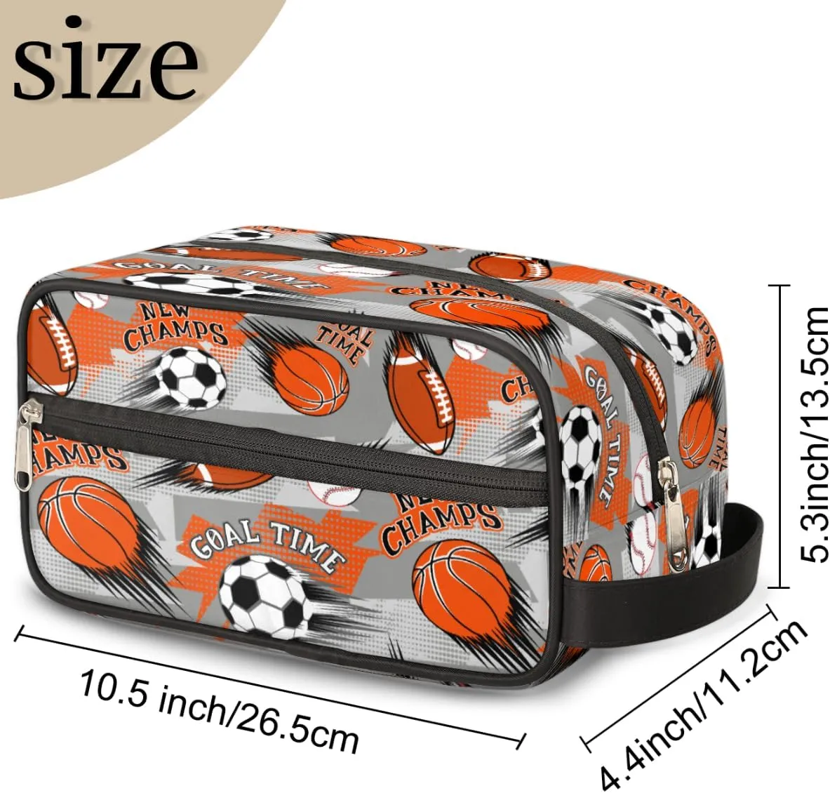Travel Toiletry Bag for Boys, Waterproof Hanging Dopp Kit for Men, Shaving Bag with Large Capacity for Travel,Sports Shower (Soccer Basketball)