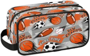 Travel Toiletry Bag for Boys, Waterproof Hanging Dopp Kit for Men, Shaving Bag with Large Capacity for Travel,Sports Shower (Soccer Basketball)