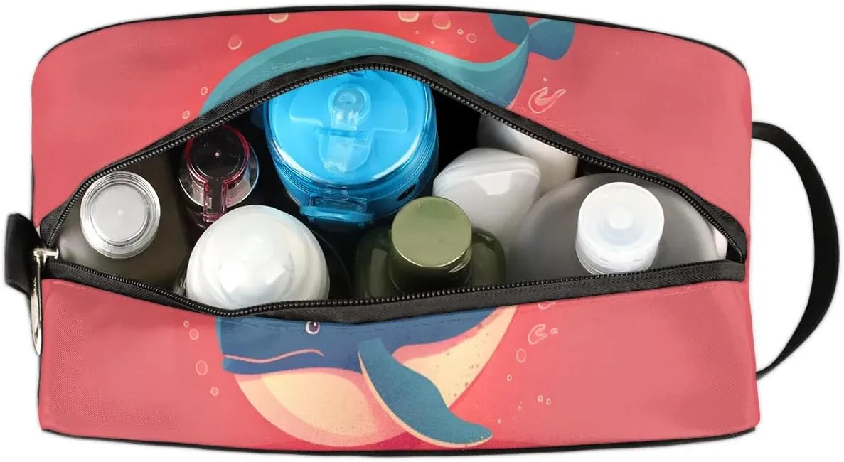 Travel Toiletry Bag for Women Men Blue Whale Hanging Cosmetic Bag Waterproof Makeup Bag for Shaving Makeup Toothbrush & Travel Essentials