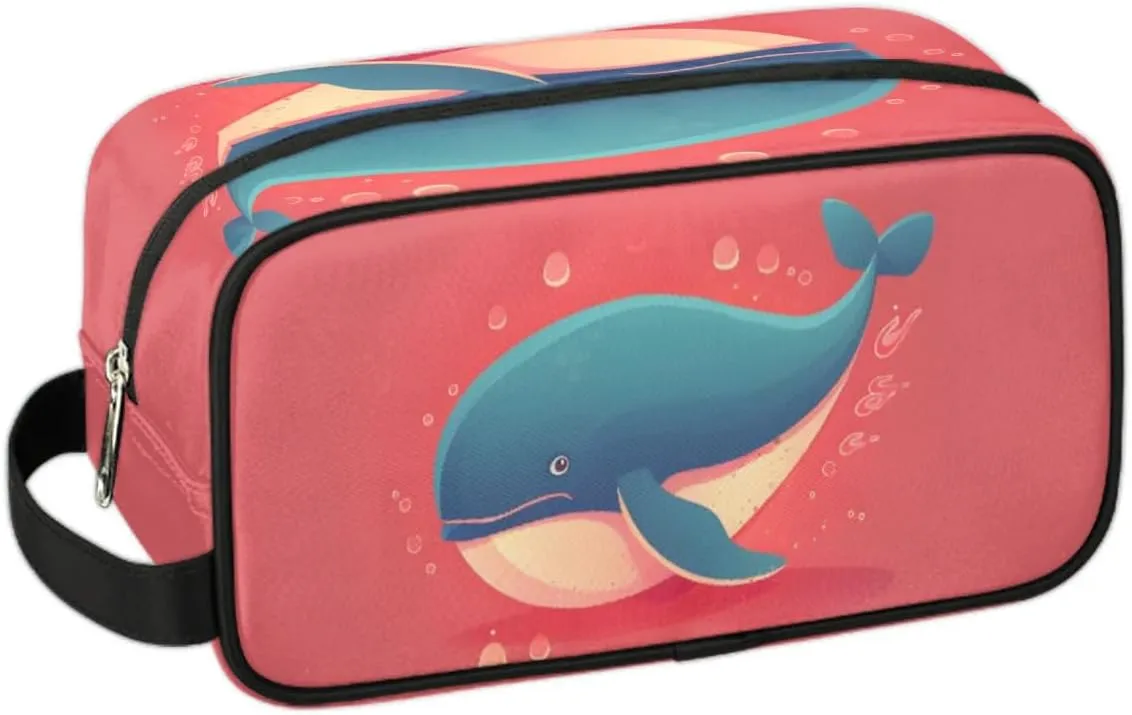 Travel Toiletry Bag for Women Men Blue Whale Hanging Cosmetic Bag Waterproof Makeup Bag for Shaving Makeup Toothbrush & Travel Essentials
