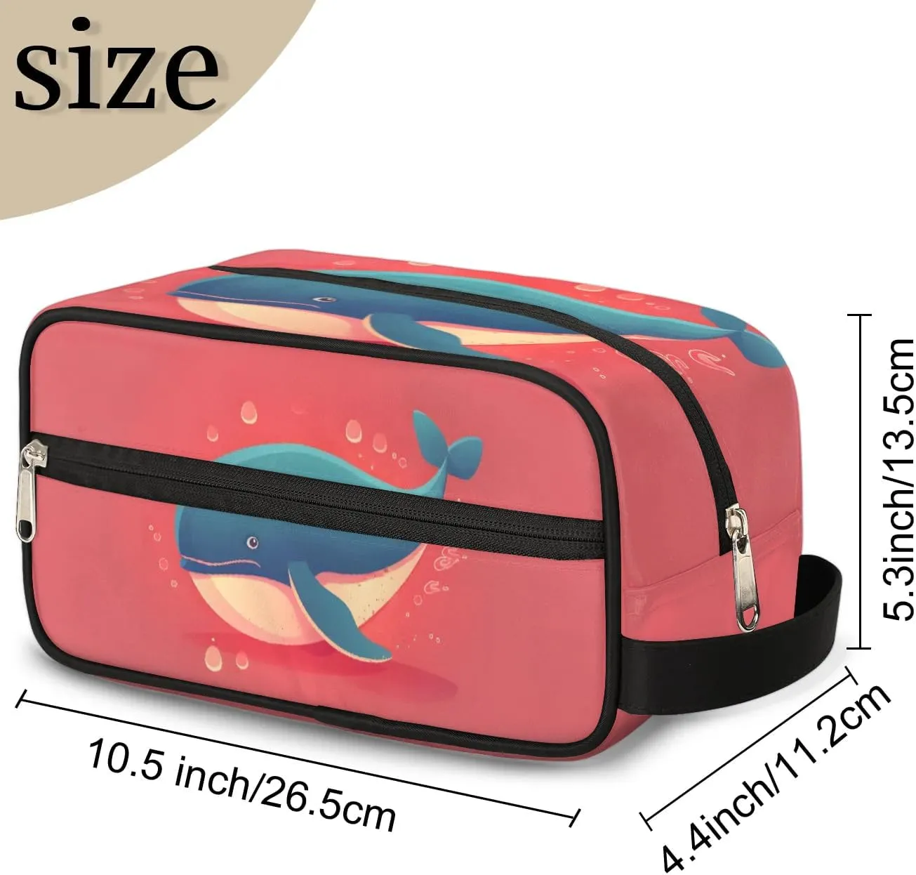 Travel Toiletry Bag for Women Men Blue Whale Hanging Cosmetic Bag Waterproof Makeup Bag for Shaving Makeup Toothbrush & Travel Essentials