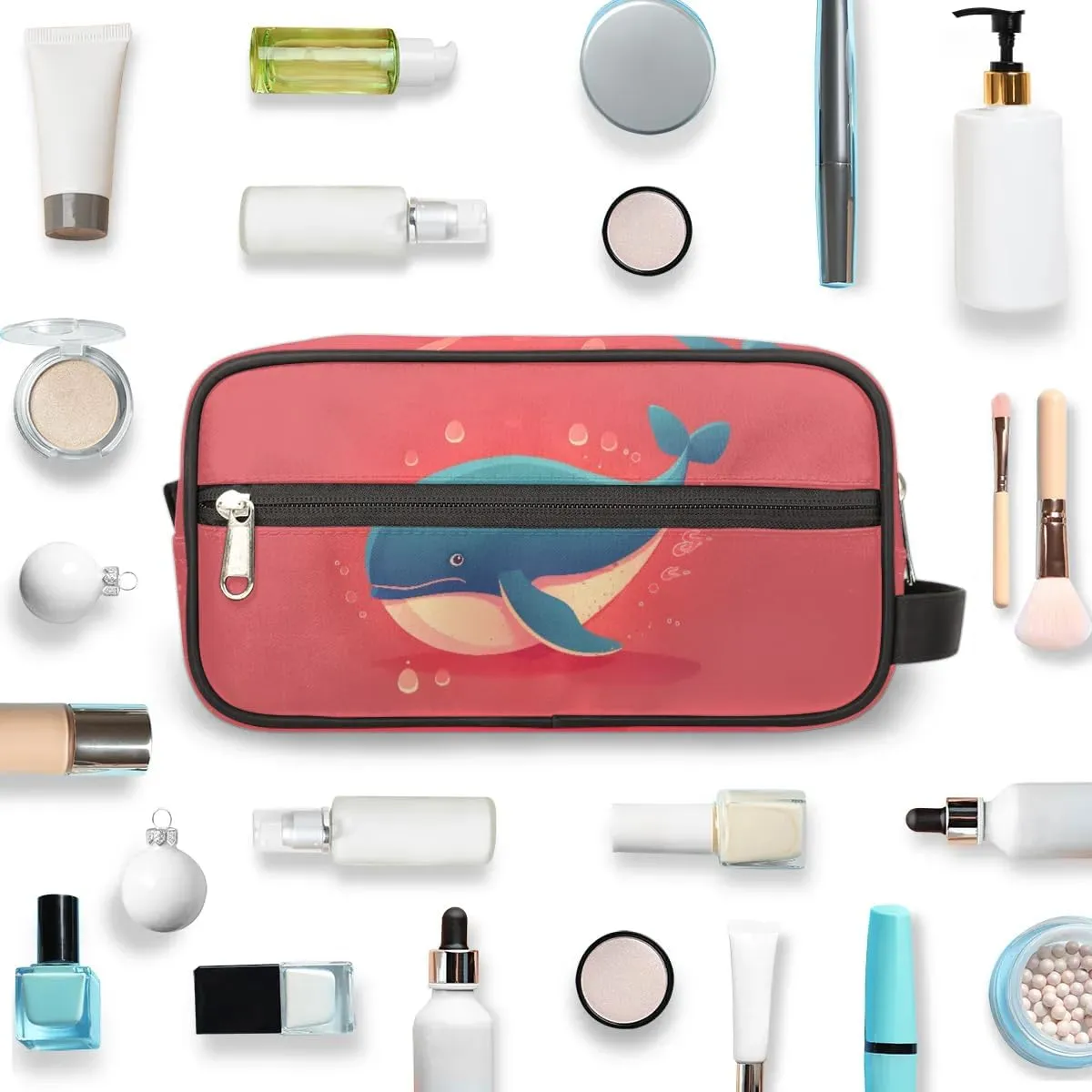 Travel Toiletry Bag for Women Men Blue Whale Hanging Cosmetic Bag Waterproof Makeup Bag for Shaving Makeup Toothbrush & Travel Essentials