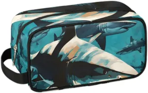 Travel Toiletry Bag for Women Men Fiercely Shark Hanging Cosmetic Bag Waterproof Makeup Bag for Shaving Makeup Toothbrush & Travel Essentials