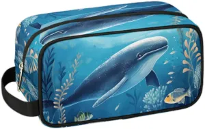 Travel Toiletry Bag for Women Men Sea Animal Whale Hanging Cosmetic Bag Waterproof Makeup Bag for Shaving Makeup Toothbrush & Travel Essentials