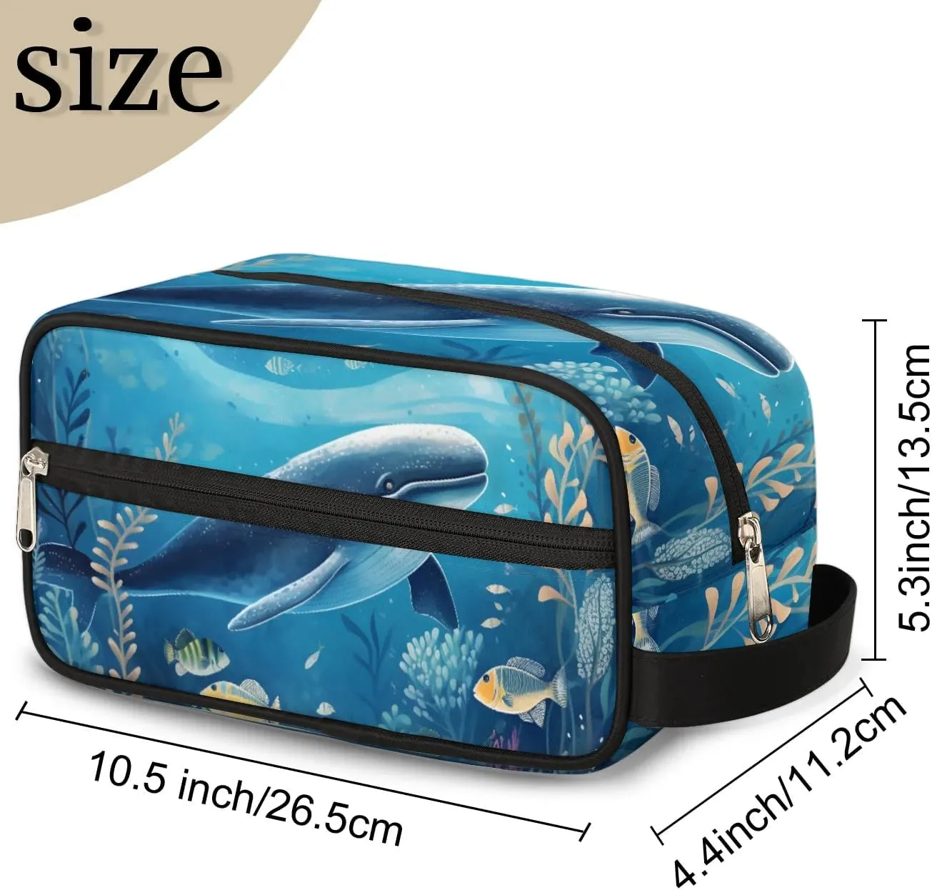 Travel Toiletry Bag for Women Men Sea Animal Whale Hanging Cosmetic Bag Waterproof Makeup Bag for Shaving Makeup Toothbrush & Travel Essentials