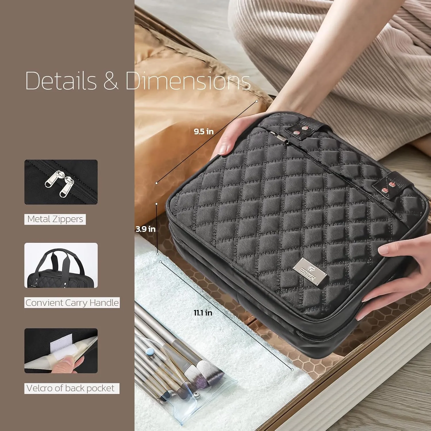 Travel Toiletry Bag for Women with Hanging Hook, Extra Large Travel Makeup Bag Organizer with Detachable Clear Bag, Suitable for Full-Sized Toiletries
