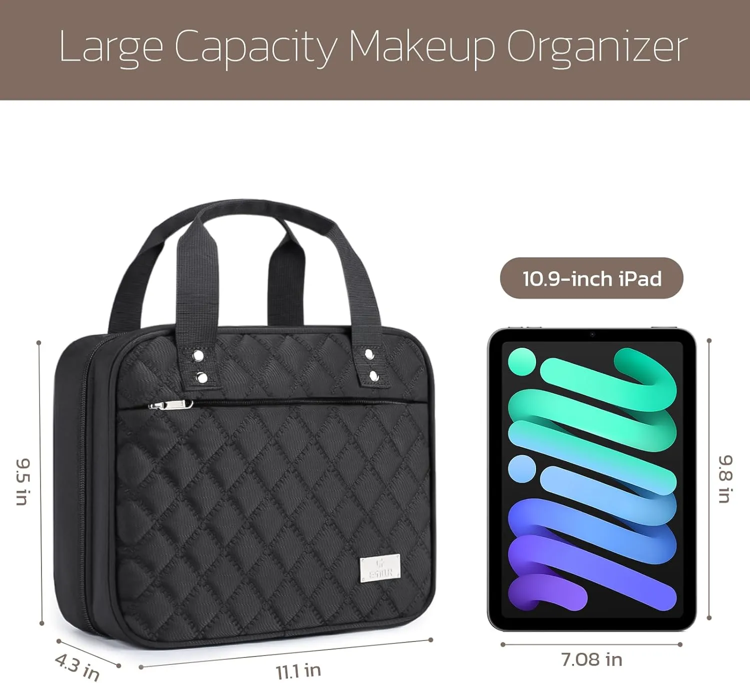 Travel Toiletry Bag for Women with Hanging Hook, Extra Large Travel Makeup Bag Organizer with Detachable Clear Bag, Suitable for Full-Sized Toiletries