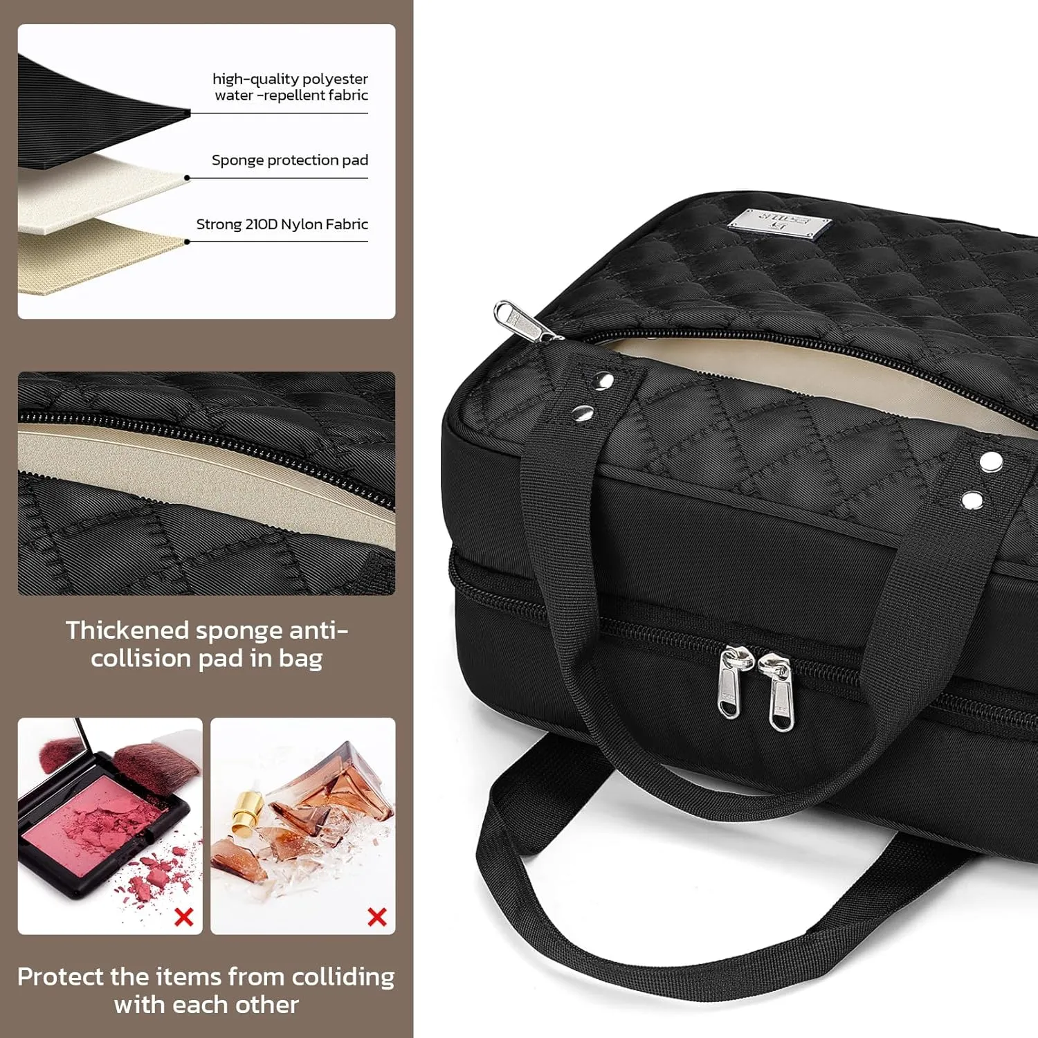 Travel Toiletry Bag for Women with Hanging Hook, Extra Large Travel Makeup Bag Organizer with Detachable Clear Bag, Suitable for Full-Sized Toiletries