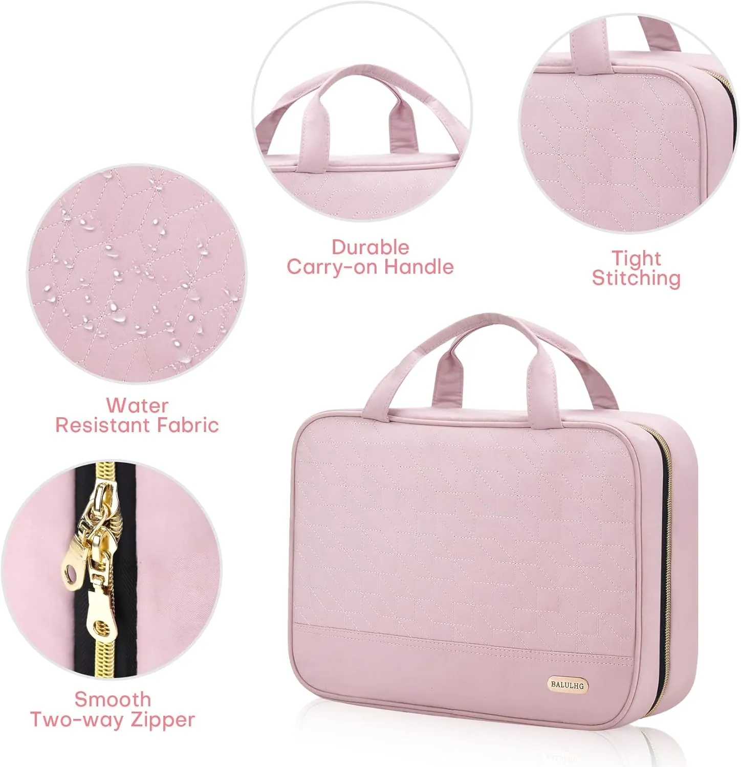 Travel Toiletry Bag for Women with Hanging Hook Traveling Essentials Organizer Water-Resistant Hanging Makeup and Toiletry Bag for Cosmetic Toiletries Make-Up,039-Small-Pink