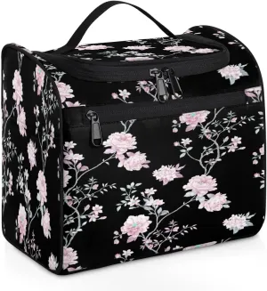 Travel Toiletry Bag for Women,Hanging Toiletry Bag Cosmetic Makeup Bag Travel Organizer for Accessories Toiletries,Travel Essentials Kit(Vintage Flower)