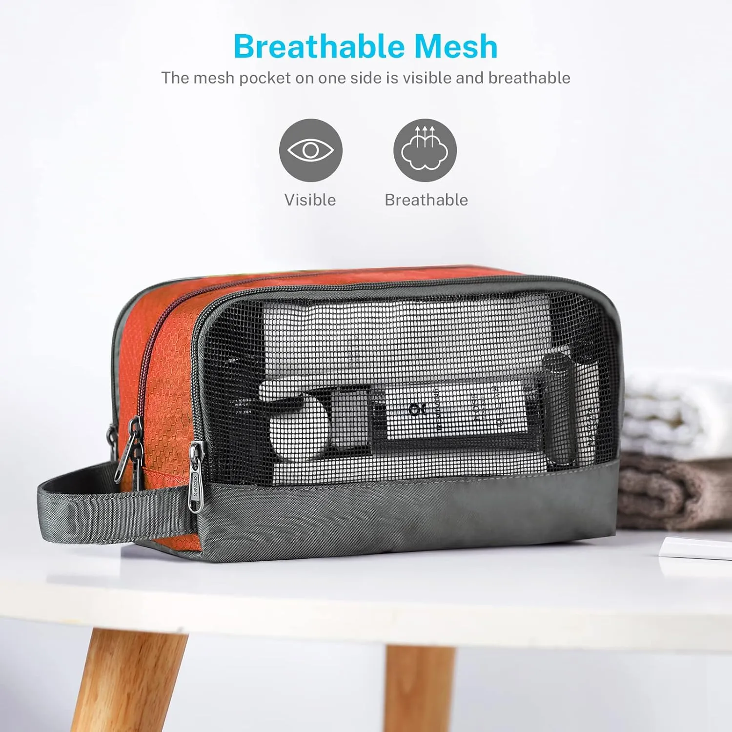 Travel Toiletry Bag Nylon, Gonex Dopp Kit Shaving Bag Toiletry Organizer Orange