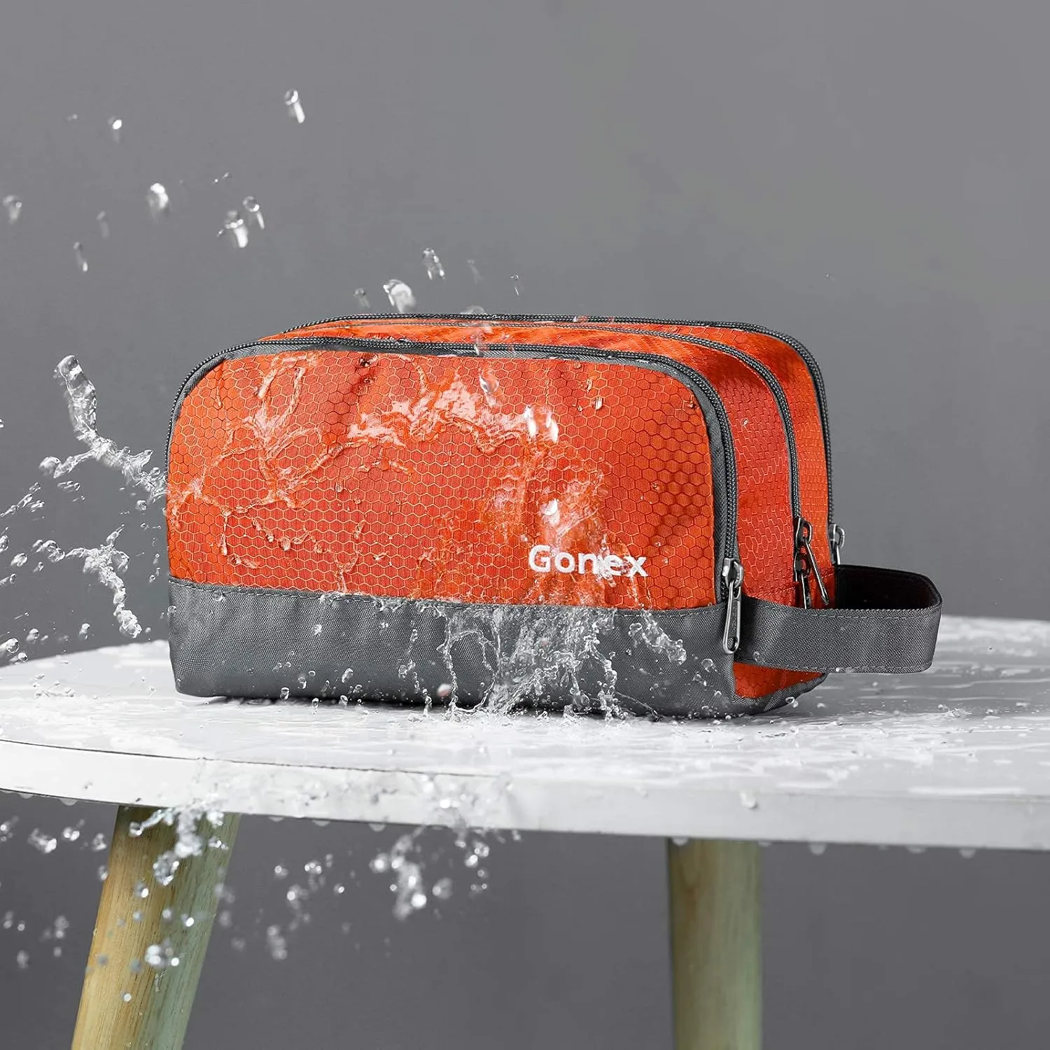 Travel Toiletry Bag Nylon, Gonex Dopp Kit Shaving Bag Toiletry Organizer Orange