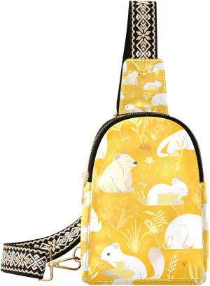 Trendy Cartoon Asian Palm Civet Bright Yellow crossbody bag cute body fanny pack for for day pack