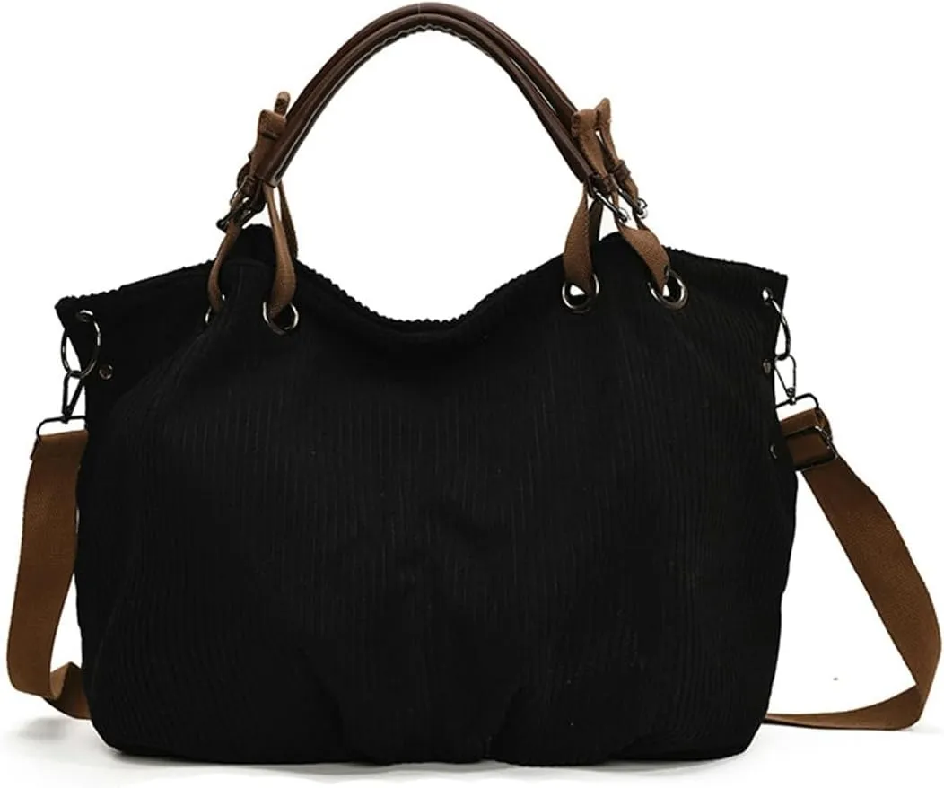 Trendy Corduroy Hobo Bags Women Crescent Crossbody Purse Slouchy Satchels Shoulder Bag Travel Top-handle Tote Handbag