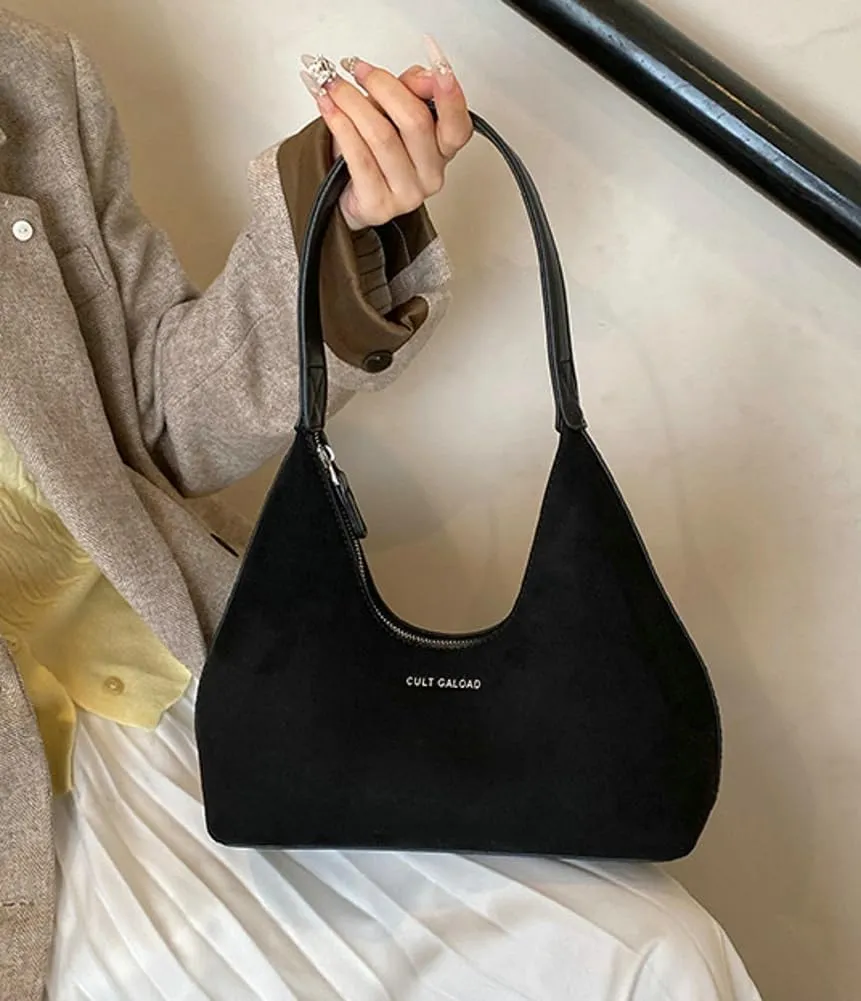 Trendy Suede Crescent Bag for Women Top Handle Satchel Bag Slouchy Shoulder Bag Work Purse Vintage Tote Bag Underarm Bag