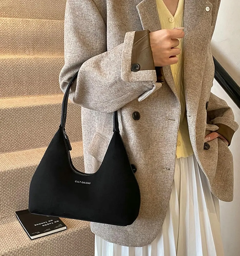 Trendy Suede Crescent Bag for Women Top Handle Satchel Bag Slouchy Shoulder Bag Work Purse Vintage Tote Bag Underarm Bag