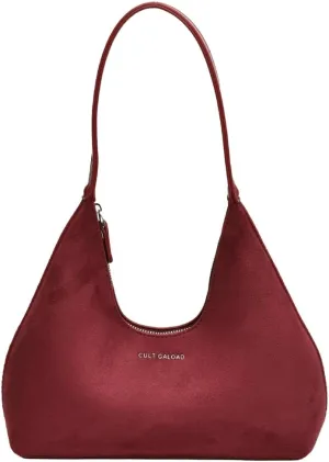 Trendy Suede Crescent Bag for Women Top Handle Satchel Bag Slouchy Shoulder Bag Work Purse Vintage Tote Bag Underarm Bag