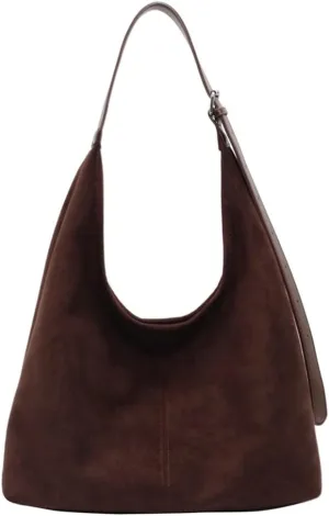 Trendy Suede Tote Bags Crescent Shoulder Bag for Women Satchels Crossbody Purse Suede Handbag Work College Bag Winter Bag