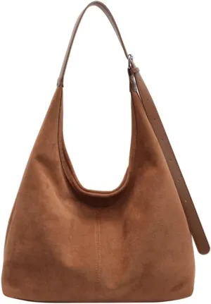 Trendy Suede Tote Bags Crescent Shoulder Bag for Women Satchels Crossbody Purse Suede Handbag Work College Bag Winter Bag