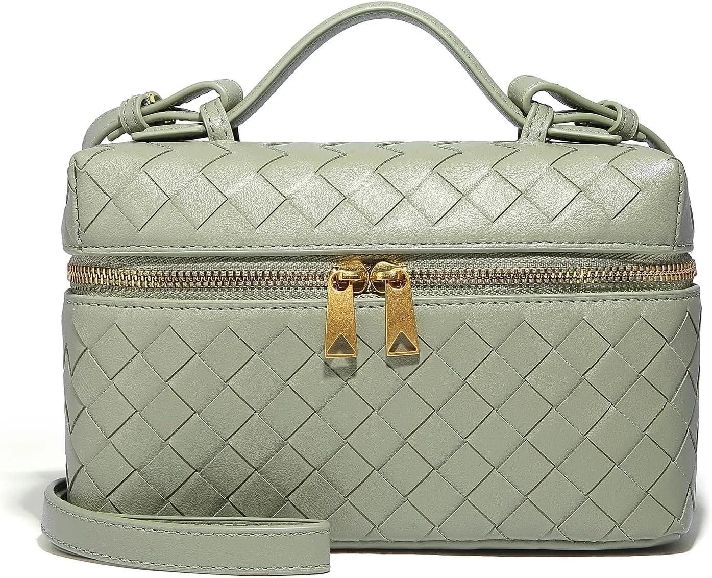 Trendy Woven Crossbody Purse Bag for Women, Cute Shoulder Bag Square Box Bags Mini PU Leather Top Handle Purses Handbag