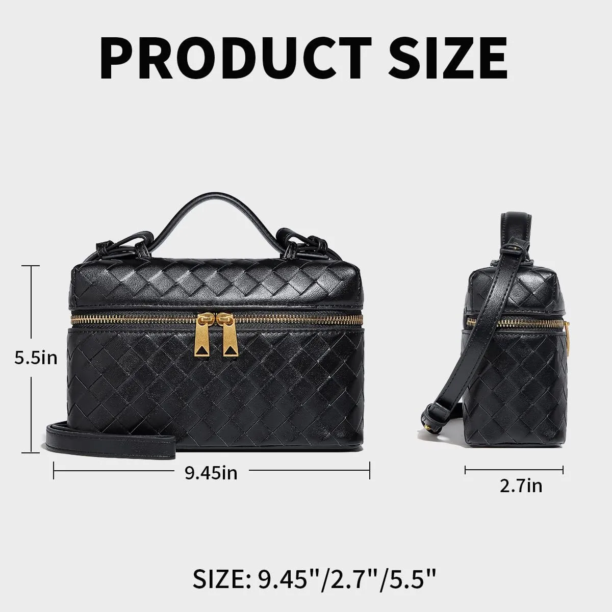 Trendy Woven Crossbody Purse Bag for Women, Cute Shoulder Bag Square Box Bags Mini PU Leather Top Handle Purses Handbag