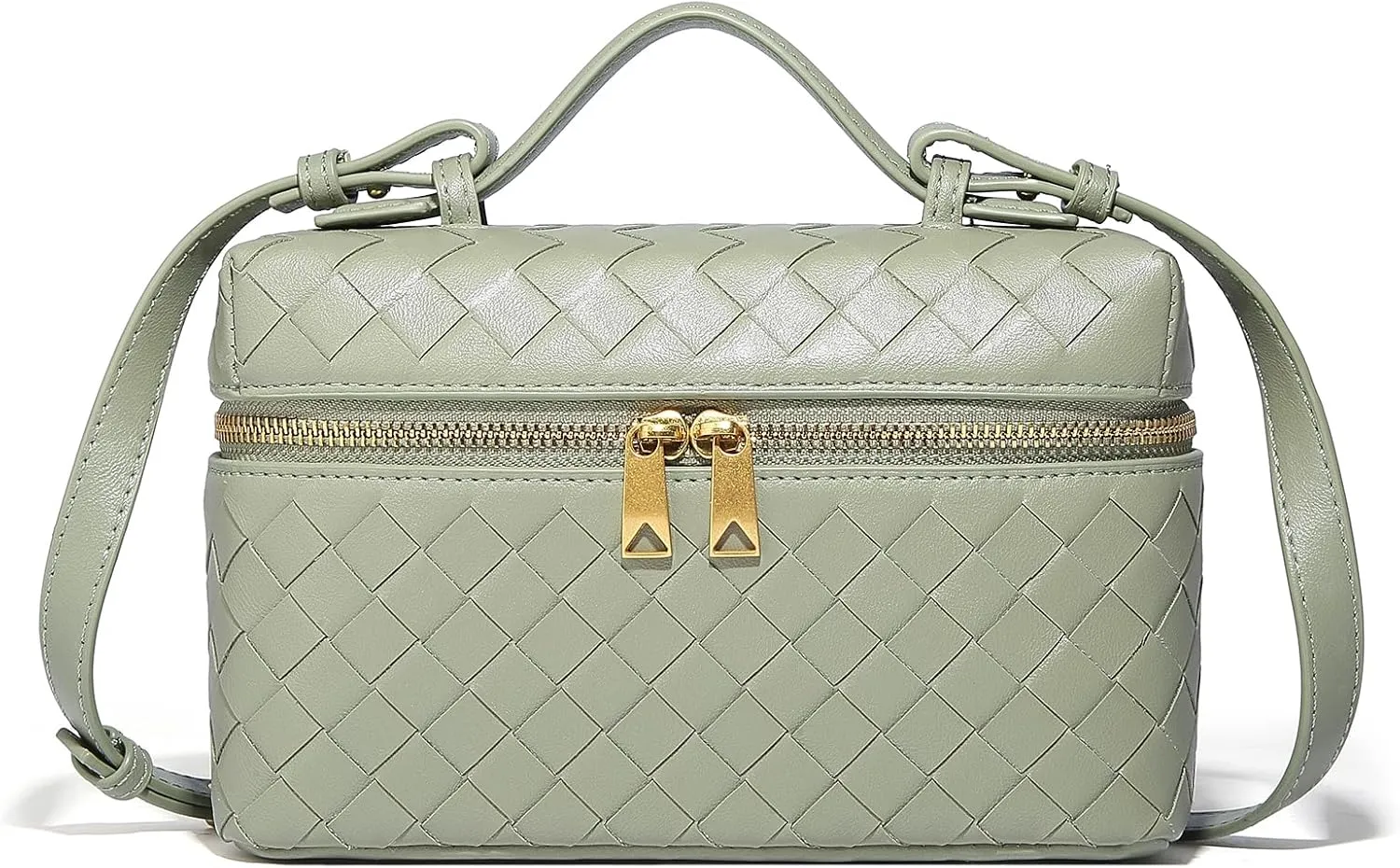 Trendy Woven Crossbody Purse Bag for Women, Cute Shoulder Bag Square Box Bags Mini PU Leather Top Handle Purses Handbag