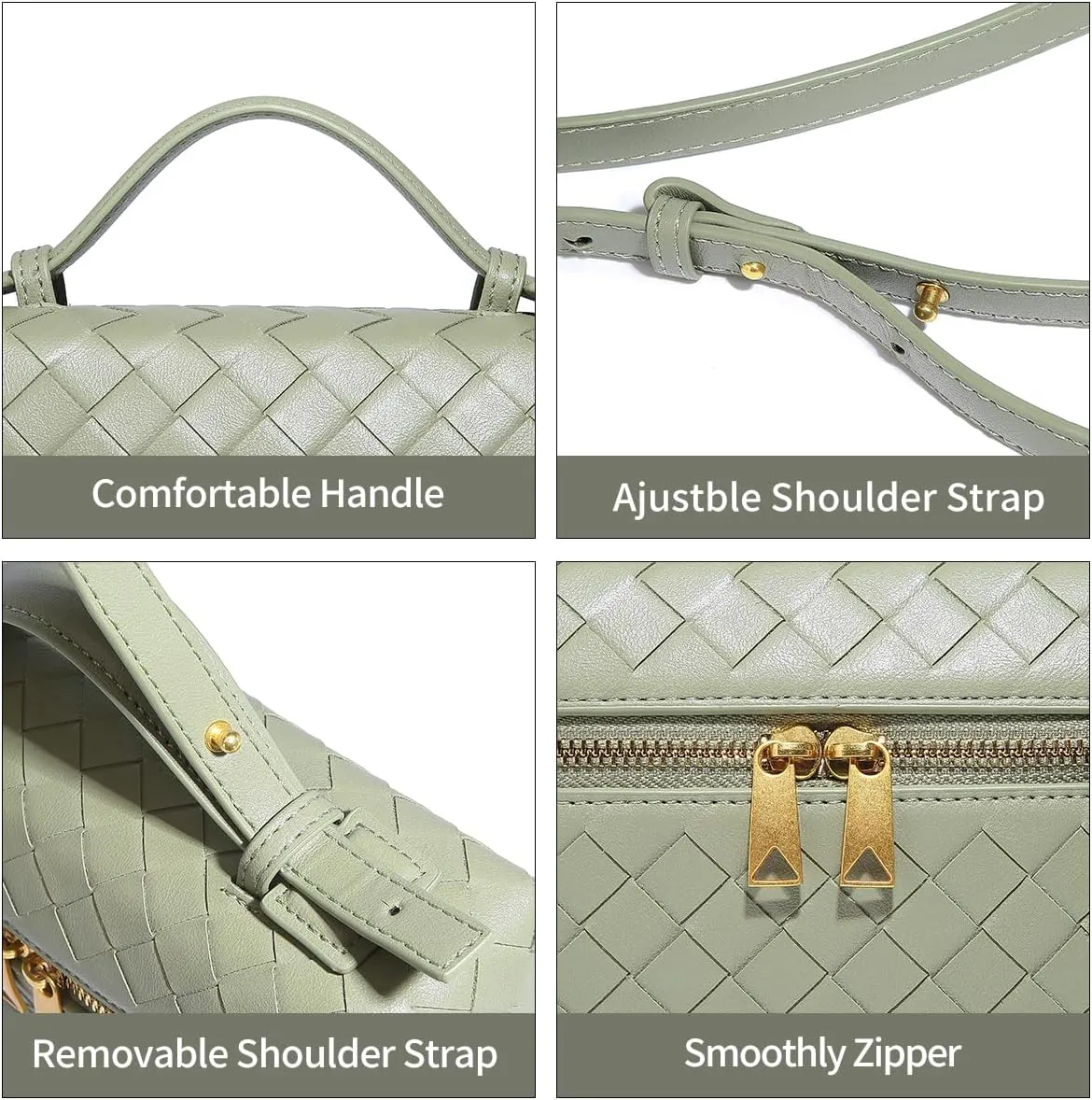 Trendy Woven Crossbody Purse Bag for Women, Cute Shoulder Bag Square Box Bags Mini PU Leather Top Handle Purses Handbag