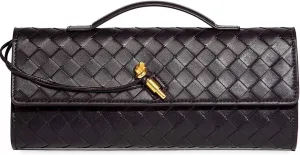 Trendy Woven Evening Clutch Purses for Women Evening Bags Handbags PU Leather Purse with Removable Shoulder Strap Bag
