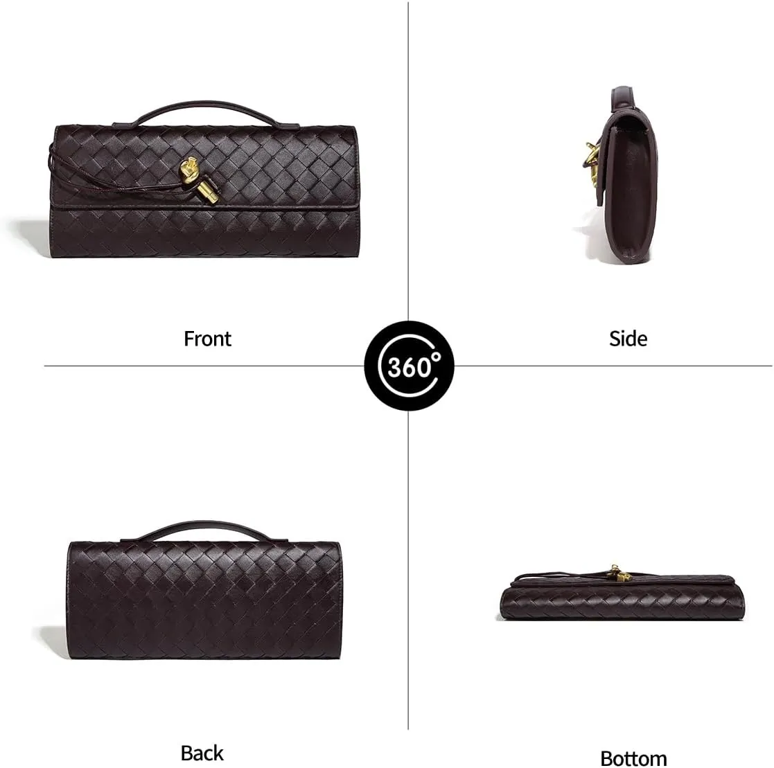 Trendy Woven Evening Clutch Purses for Women Evening Bags Handbags PU Leather Purse with Removable Shoulder Strap Bag