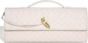 Trendy Woven Evening Clutch Purses for Women Evening Bags Handbags PU Leather Purse with Removable Shoulder Strap Bag