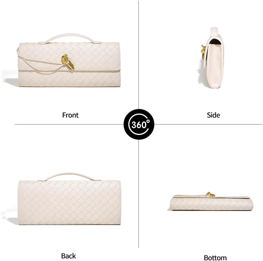 Trendy Woven Evening Clutch Purses for Women Evening Bags Handbags PU Leather Purse with Removable Shoulder Strap Bag