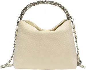 Trendy Woven Top Handle Bag for Women PU Leather Hobo Bags Casual Crossbody Purse Shoulder Satchel Bag Tote Handbag
