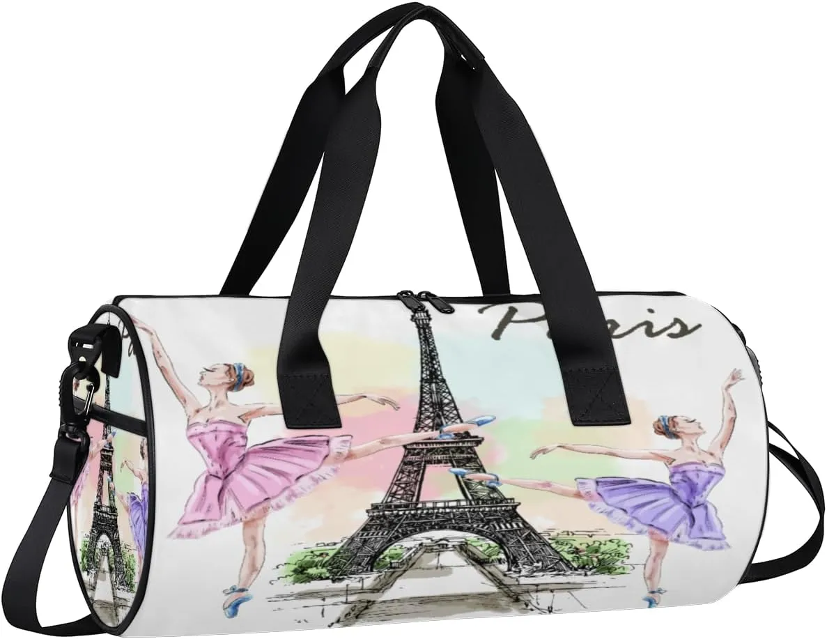 TropicalLife Paris Tower Ballet Dancers Sports Gym Duffle Bag for Women Men, Carry On Weekend Travel Overnight Bag Foldable Waterproof Hospital Holdalls Tote Bag