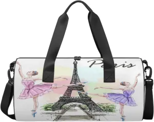 TropicalLife Paris Tower Ballet Dancers Sports Gym Duffle Bag for Women Men, Carry On Weekend Travel Overnight Bag Foldable Waterproof Hospital Holdalls Tote Bag