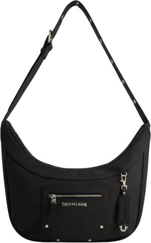 True Religion Women's Shoulder Bag Purse, Faux Suede Hobo Handbag with Adjustable Strap