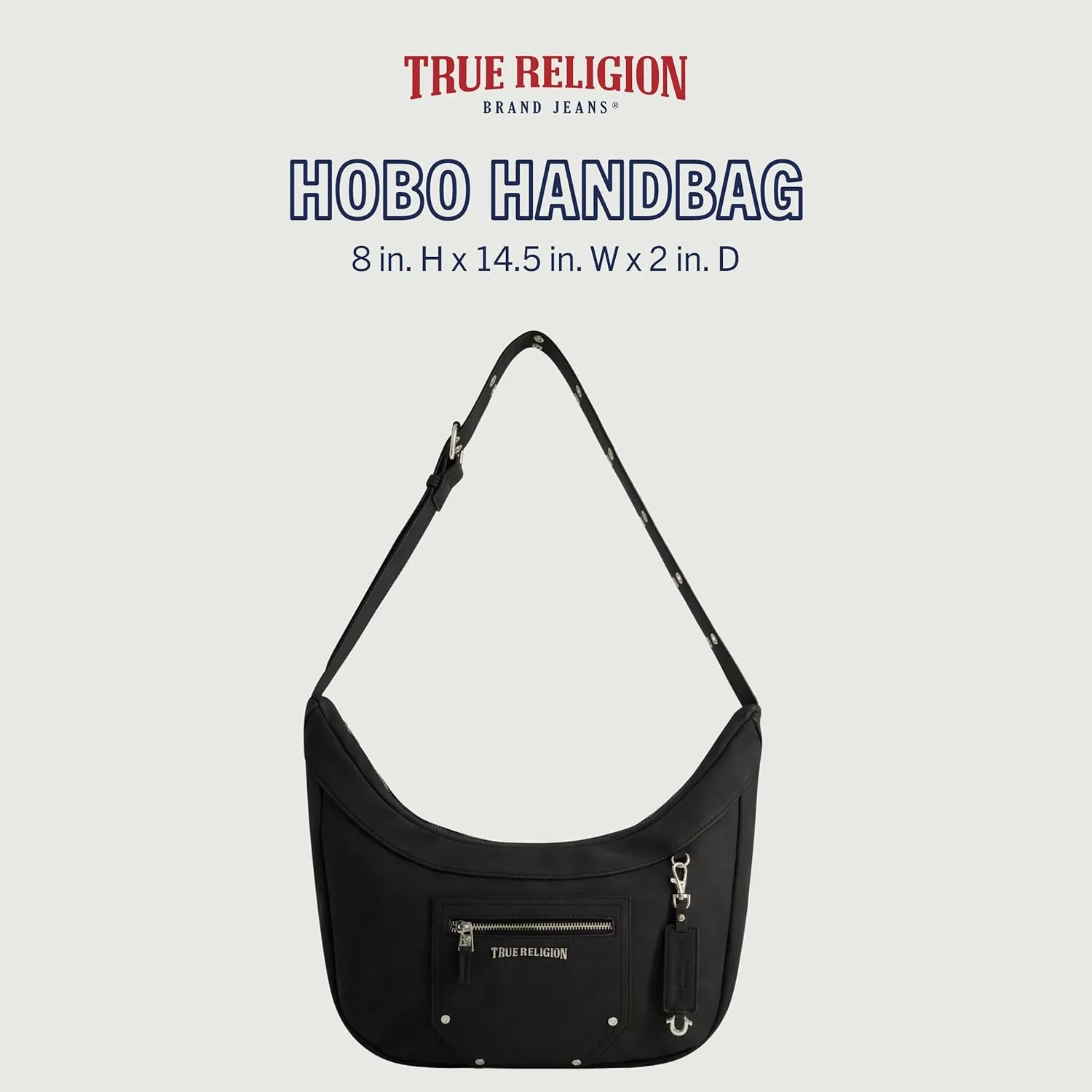 True Religion Women's Shoulder Bag Purse, Faux Suede Hobo Handbag with Adjustable Strap