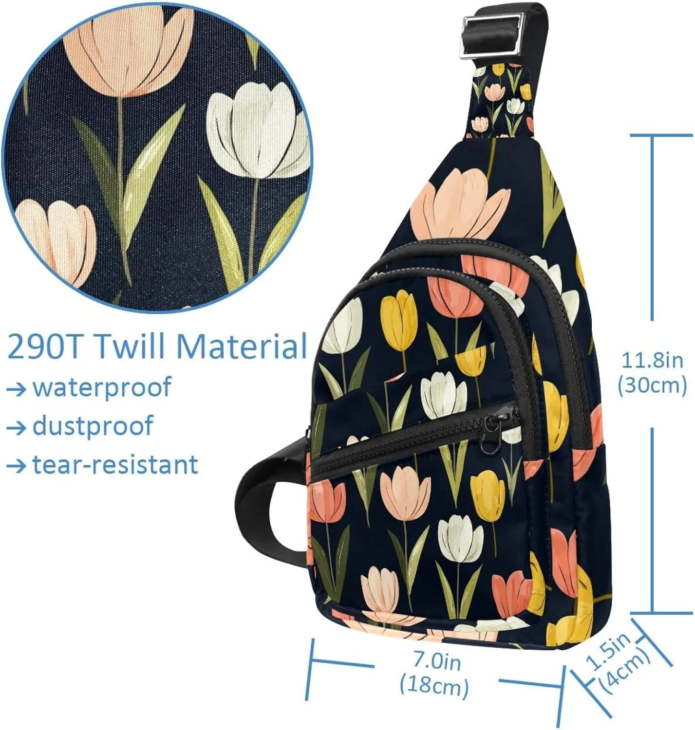 Tulips (7) Sling Bag, Crossbody Sling Backpack Travel Hiking Chest Bag Daypack for Purses Shoulder Bag Women Men's