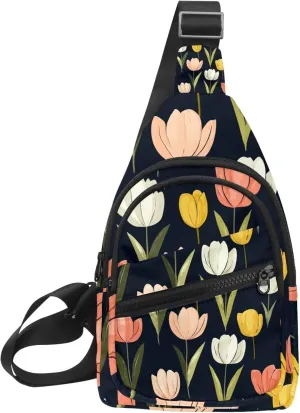 Tulips (7) Sling Bag, Crossbody Sling Backpack Travel Hiking Chest Bag Daypack for Purses Shoulder Bag Women Men's