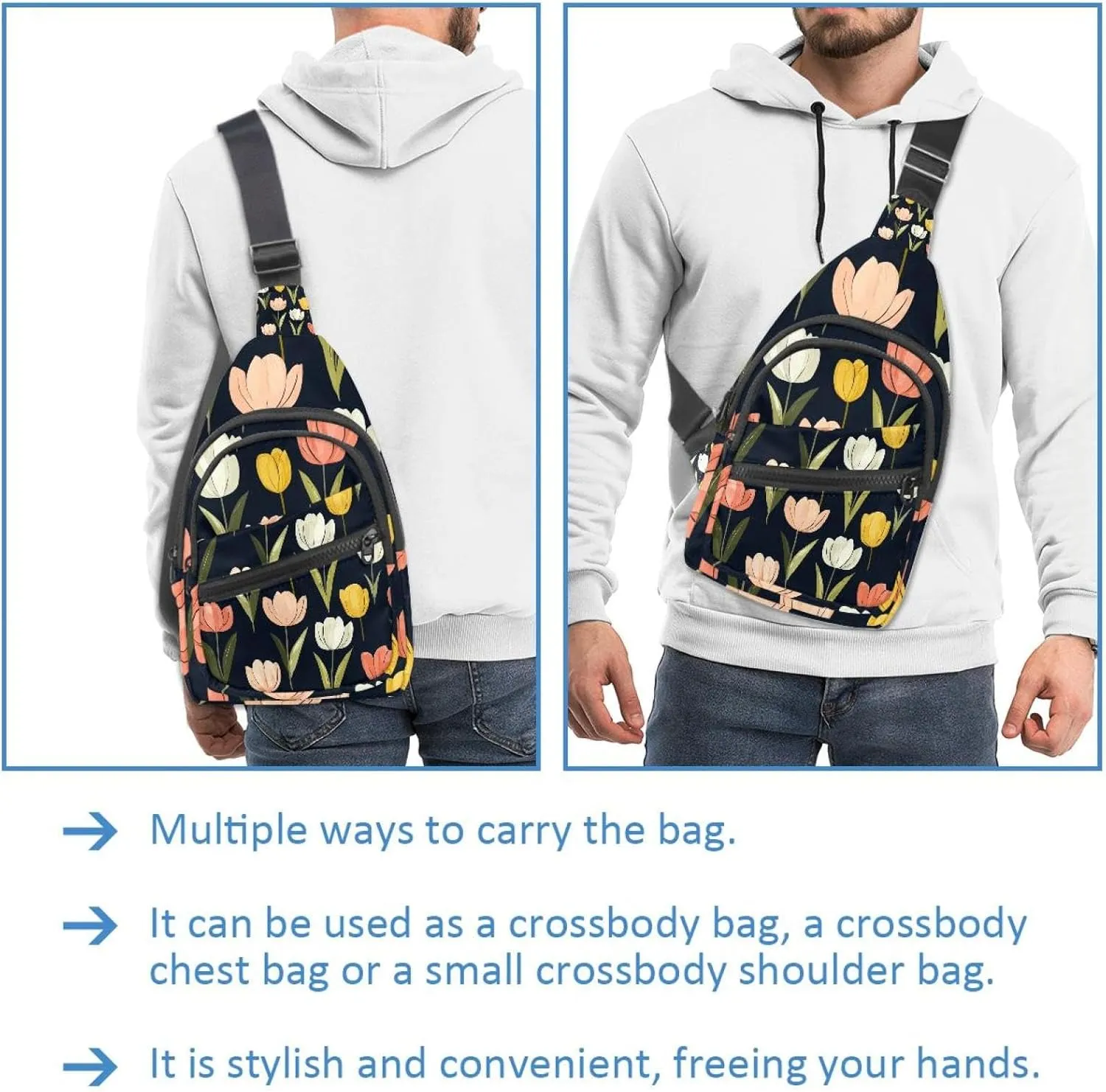 Tulips (7) Sling Bag, Crossbody Sling Backpack Travel Hiking Chest Bag Daypack for Purses Shoulder Bag Women Men's